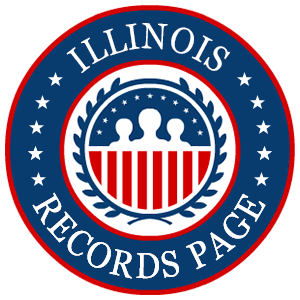 A red, white, and blue round logo with the words Illinois Records Page