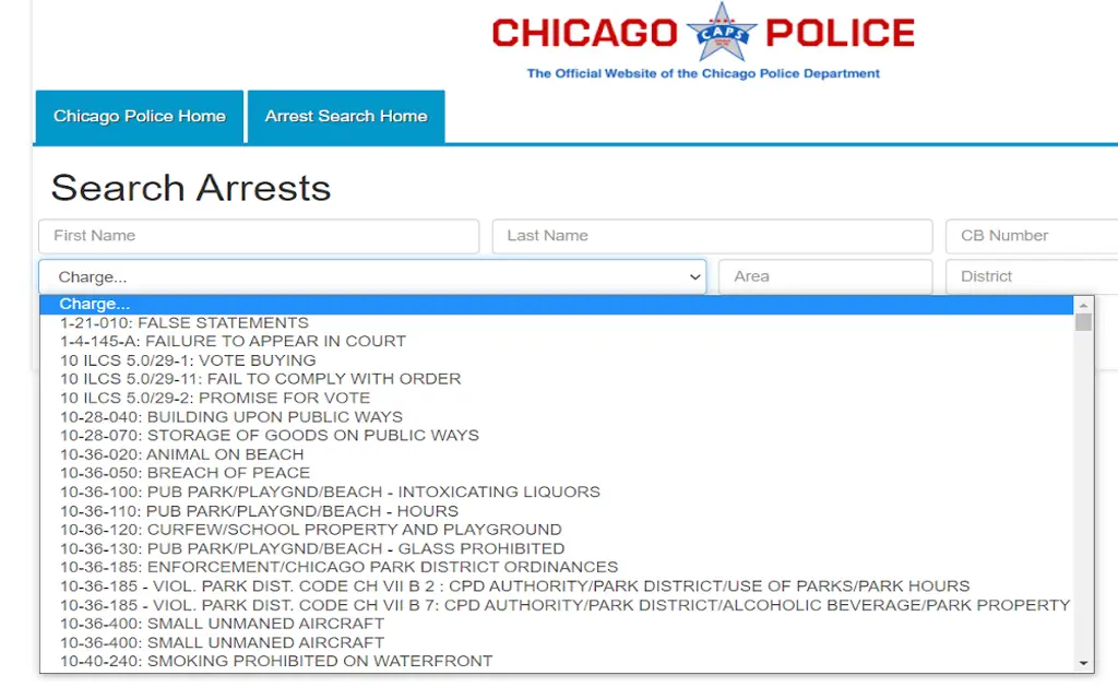 Chicago, Illinois Police form to search arrests and request free criminal records in Illinois.